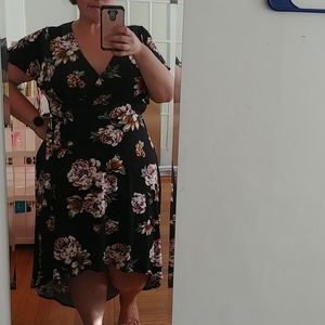 Floral high-low midi dress